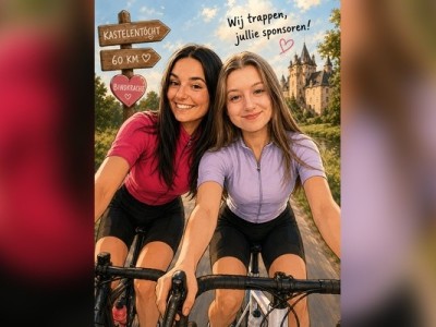 Freya & Femke fietsen voor Bindkracht